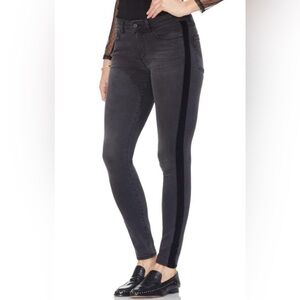 Vince Camuto Black Velvet Seam Skinny Jeans 2